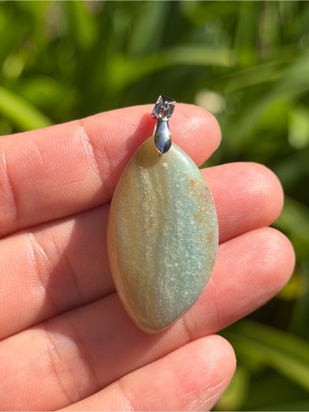 Handcrafted Green Amazonite Pendant Necklace Palo